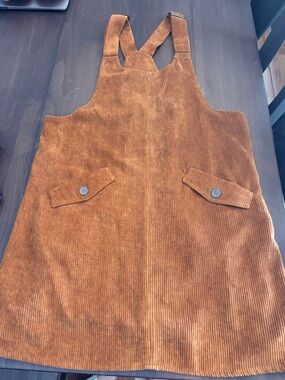 Modcloth Women’s Corduroy Overall Romper Dress in Rust